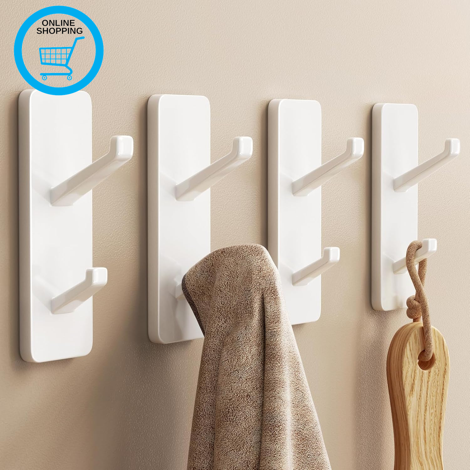 White Self Adhesive Hooks for Hanging - Stick on Hook Heavy Duty Safely Holds 6K