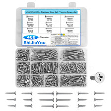 400 Pcs Self Tapping Screws Set, M3 M3.5 M4 Stainless Steel Assorted Wood Screws