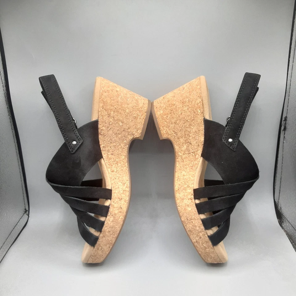 Sandalias Clarks Giselle Glow para mujer 8M negras nobuck con tira trasera A37 Foto 3 de 4