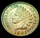 1901 INDIAN HEAD CENT UNCIRCULATED! 4 DIAMONDS! A beautiful coin