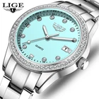 LIGE Women Watch Quartz Date Luminous Waterproof Stainless Steel Ladies Watch