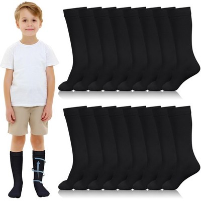 Shinymoon 8 Pairs Kids Compression Socks 15-20 Mmhg Knee One Size, Black
