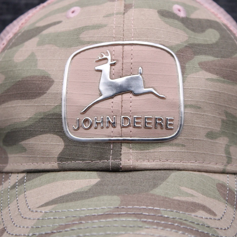Gorra John Deere para mujer rosa camuflaje espalda a presión parche camionero camuflaje tractor Foto 2 de 4