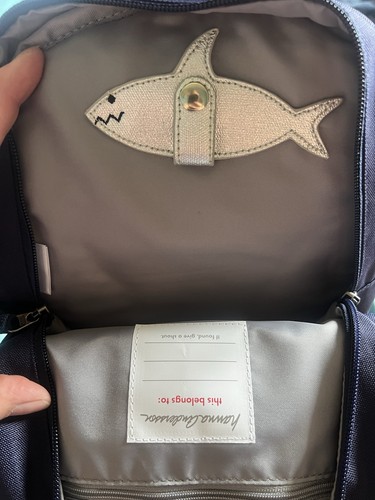 NEW Hanna Andersson Shark Small Kids Backpack Navy Blue - Picture 2 of 3