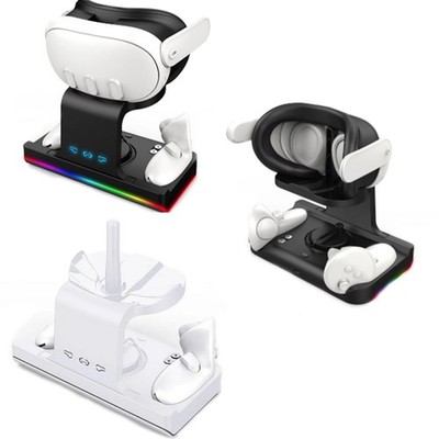 For Oculus Quest3 VR Headset Console Charging Dock Charger w/RGB light Accessory