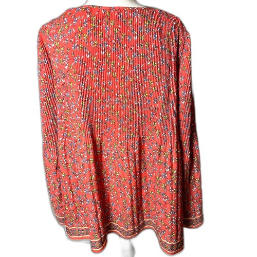Top femminile nuovo Max Studio rosso Ditsy floreale svasato manica plissettato boho 1 volta nuovo con etichette - Foto 6 di 6