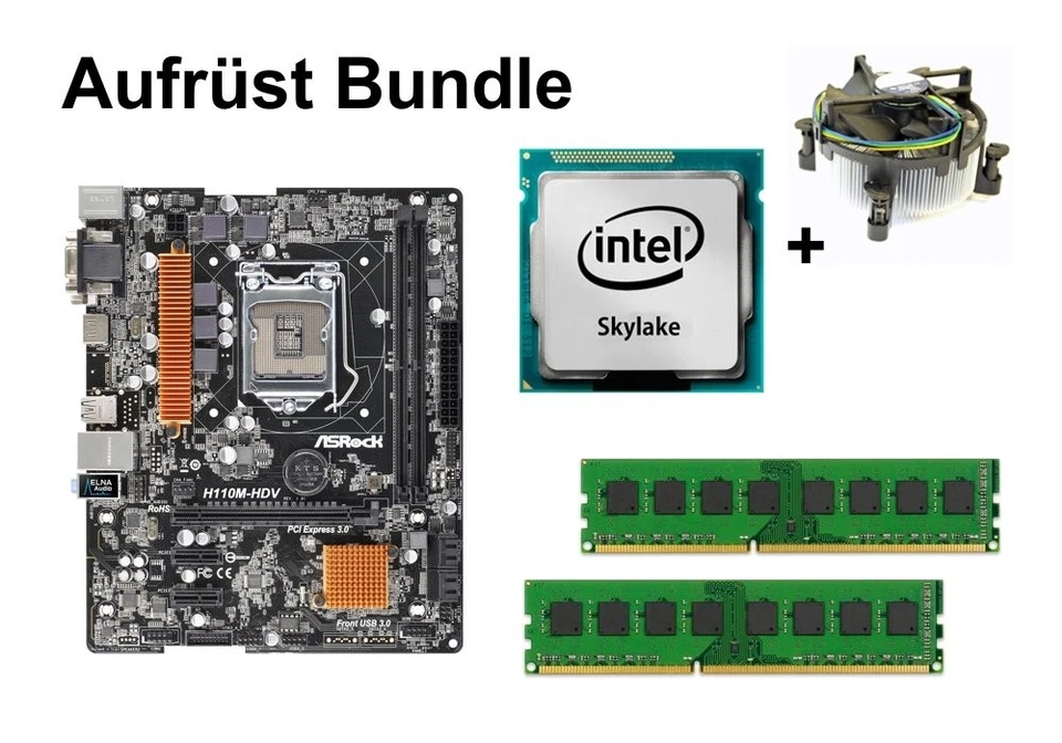 Aufrüst Bundle - ASRock H110M-HDV + Intel Core i7-6700 + 32GB RAM #109675
