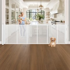 120" Extra Wide Retractable Baby Gate, 33" Tall, Upgraded, Large Opening