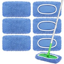 6 Pack Reusable Mop Pads Compatible with Swiffer Sweeper, 6-Blue, Blue-6