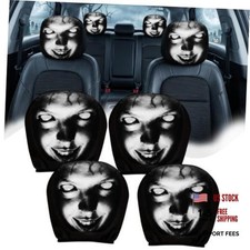 4 PCS Ghost Face Headrest Covers,Scary Headrest Covers for Cars 01