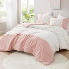 Queen Duvet Cover Set - Clipped Jacquard Pompom Boho Bedding for Girls  Boys...