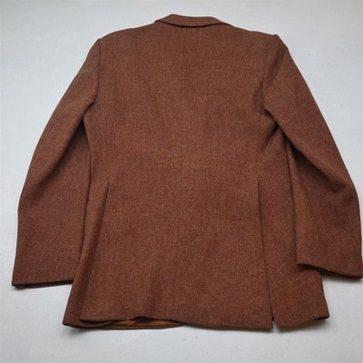 Vtg France Yves Saint Laurent 36R Salmon Orange Wool Tweed Blazer