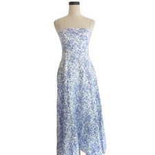Reformation Monette Linen Dress Blue Floral 4 Midi Sundress A Line Cottagecore