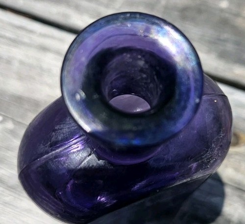 Vintage LILA bestrahltes Glas Medizin Flasche 6" × 2 1/2" × 1" - Bild 5 von 6