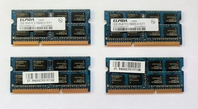 4 Stück - ELPIDA RAM 2GB 2Rx8 PC3-10600S-9-10-F1 SO-DIMM für DDR3 Laptop