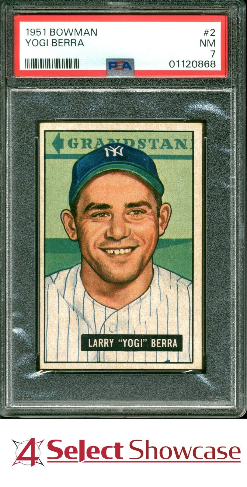 1951 BOWMAN #2 YOGI BERRA YANKEES HOF PSA 7