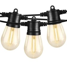 Outdoor String Lights, 48FT Patio Lights with 16 LED 48 Feet Black