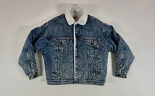 Vtg Levi's Sherpa Lined Trucker Denim Blue Jean Jacket USA Mens Size 46 Large