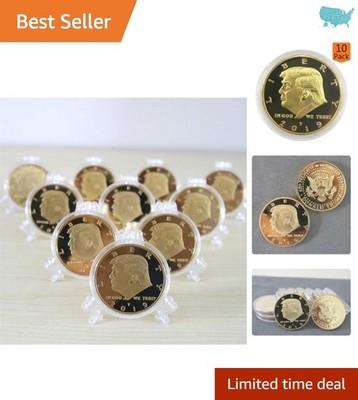 10-Pack Gold Plated Trump Commemorative Coins - Perfect Gift for Collectors