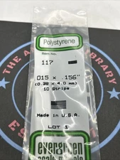 Evergreen Scale. Polystyrene Strips. 14" 117. .015 x .156 (10)