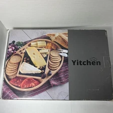 YITCHEN SLATE CHEESE BOARD W/ 2 STAINLESS STEEL UTENSILS- KNIFE SET