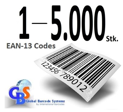 1 - 5000 EAN-13 / UPC Codes - Barcode kaufen - GS1-Codes - EAN-Nummern