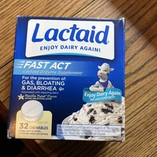 Lactaid Fast Act Chewables 32 Count Vanilla Twist Dairy Digestive Aid