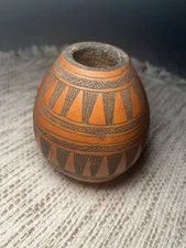 Hand Carved Gourd Folk Art Drinking Vessel Yerba Mate Cup