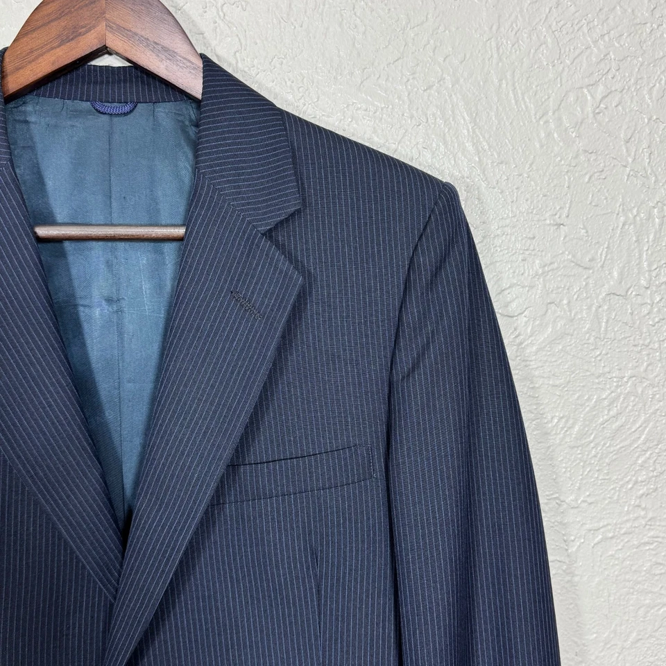 Conjunto Chaleco Chaqueta Blazer Givenchy Paris De Colección 2 en 1 38 Azul Marino Rayas Unión Ventilada Foto 4 de 4