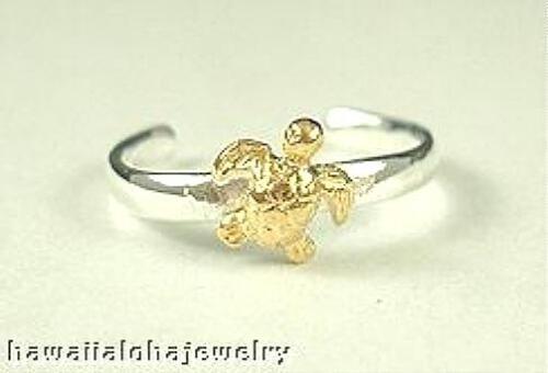 7mm Yellow Gold Plated 925 Silver Textured Hawaiian Honu Sea Turtle Toe Ring - Picture 1 of 1
