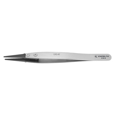 Excelta 5'' Carbon Fiber Tip Tweezers, Replaceable .06'' Wide Tips, Anti-Magnetic 