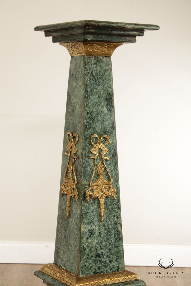 Napoleon III Style Pair Brass Mounted Green Verde Antico Marble