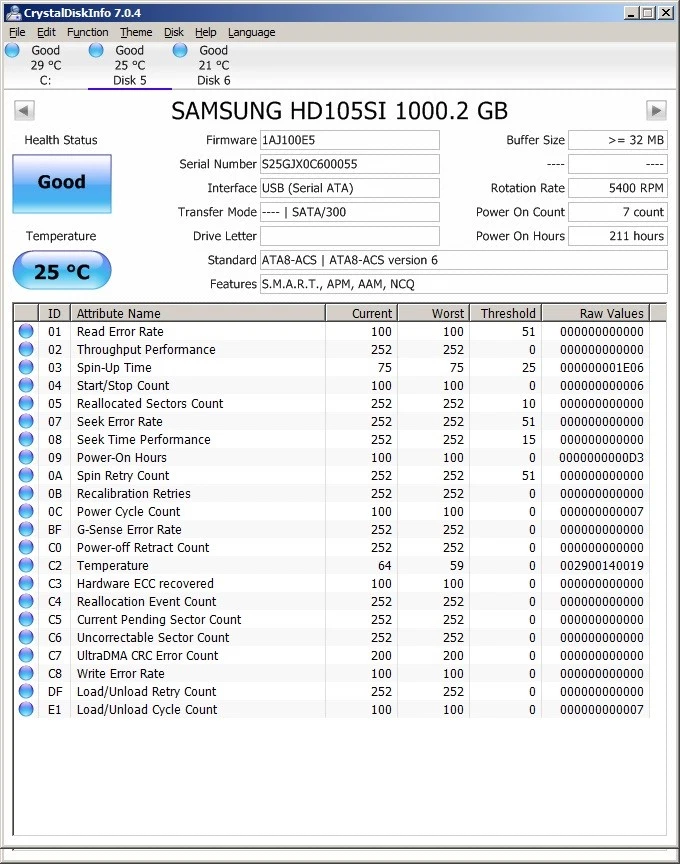 Samsung ST1000DL004 pn: HD105SI fw: 1AJ100E5 1TB SATA 3.5" A10-16 - Image 3 of 3
