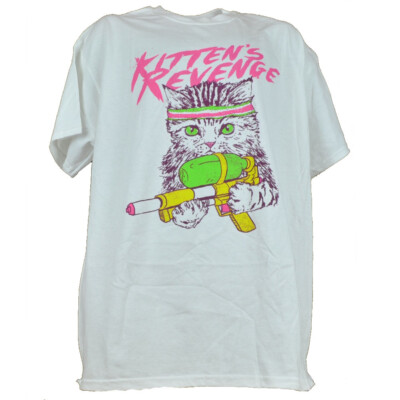 Kittens Revenge Kitty Cat White Tshirt Tee XLarge Mens Short Sleeve Crew Neck