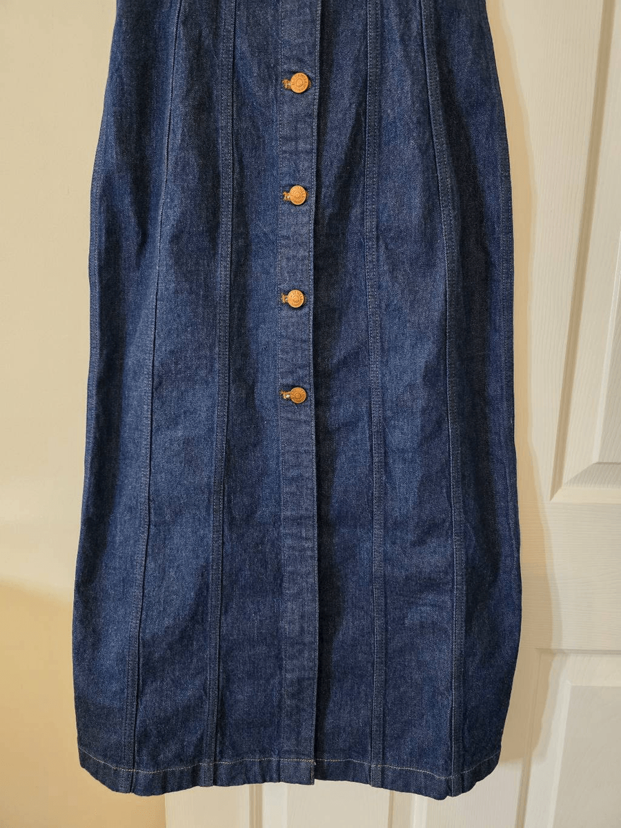 denim square neck midi dress in benton wash Denim Square-Neck Midi Dress in Benton Wash