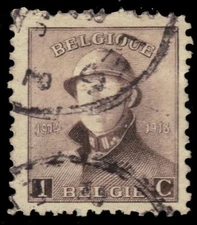 BELGIUM 124 (M145) - King Albert I "1920 Lilac Brown" (pa36269)