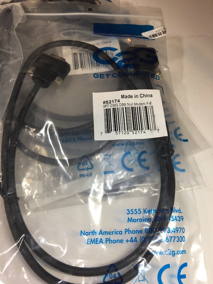 10 Pack - C2G 3ft CMG-Rated DB9 Low Profile Null Modem F-F Serial Cable 52174 - Image 3 of 3