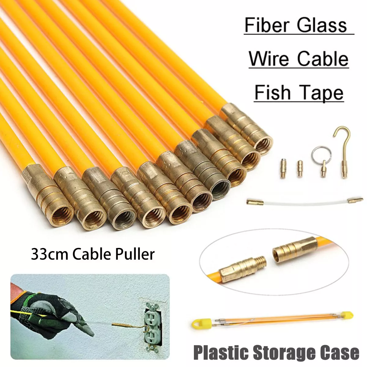 1pcs 4mm Fiberglass Cable Wire Rod Electrician Push Puller Duct