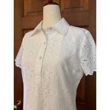 Crown & Ivy "Lunch at the Club" White Eyelet Dress Women's Size 2 Tennis Preppy