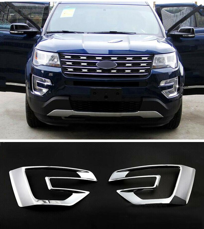 Chrome Accessories Front Fog Lamp Cover Trim 2pcs for Ford Explorer 2016 - 2017