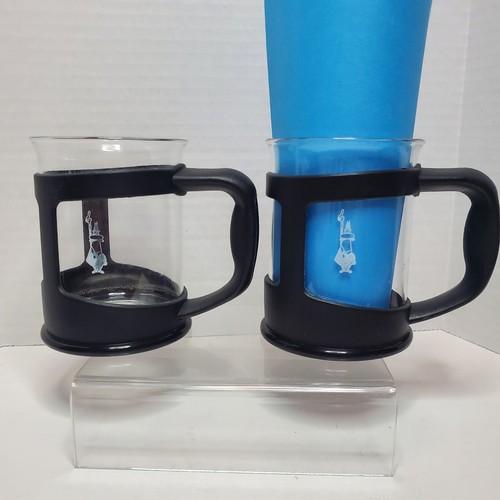 BIALETTI Tazze da caffè vetro becher 6 oz. Set di 2 Italia Chiaro e Nero - Foto 2 di 8