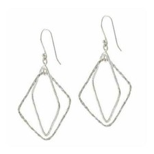 925 Silver Double Diamond Shape Dangle Earrings