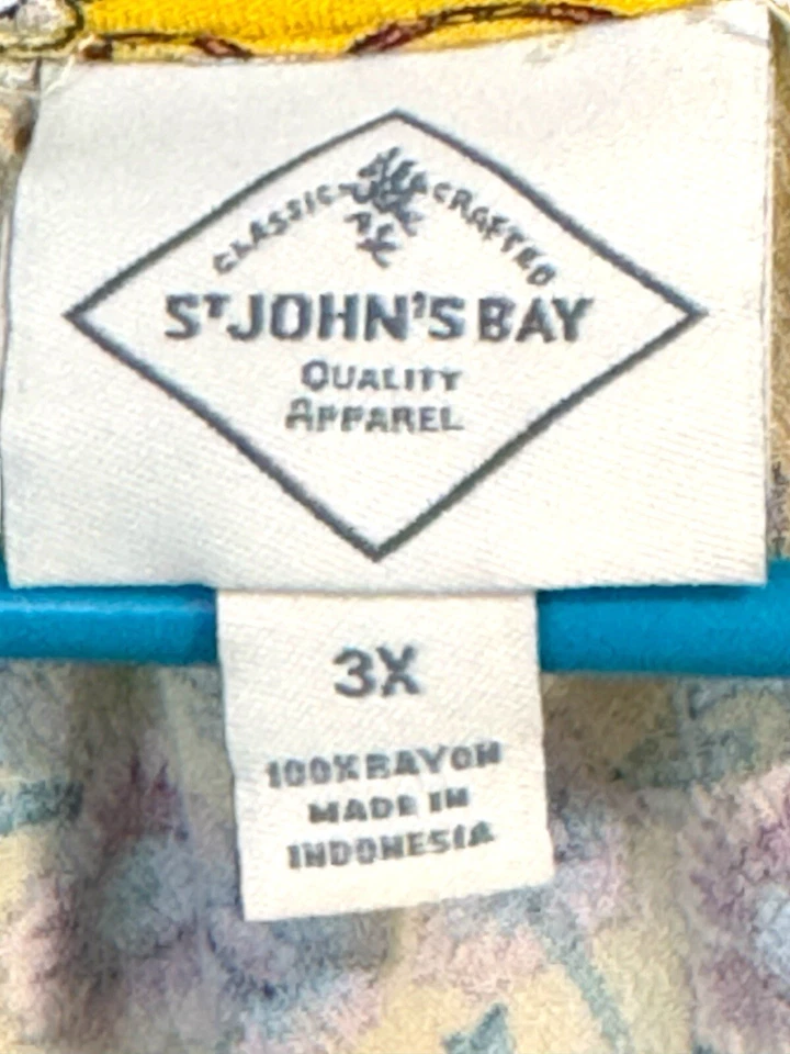 St John’s Bay 女式 3XL 波西米亚束腰黄色花卉设计气球袖草原 — 第 3/4 张图片