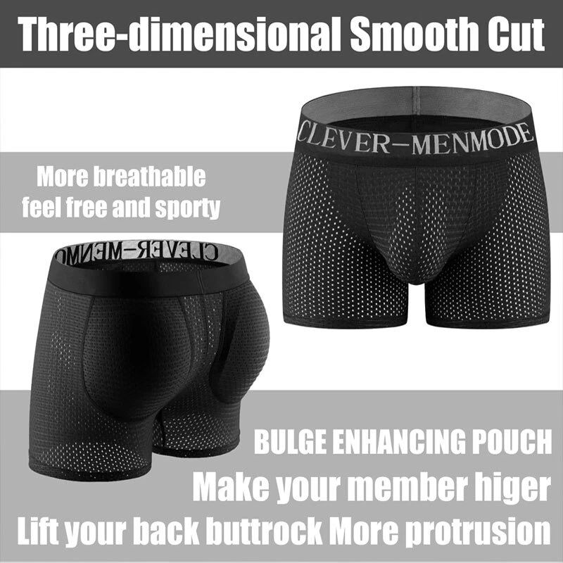 Ropa interior acolchada para hombre calzoncillo boxer modelador de cuerpo levantador de glúteos potenciador almohadilla extraíble Foto 3 de 4