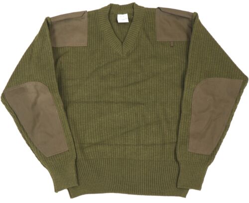 Small - French Army OD Green Wool Sweater V-Neck Pullover Military Shirt Jacket - 第 1/11 張圖片