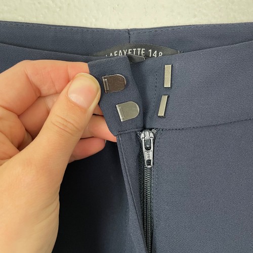 Lafayette 148 New York Damen Gr. 8 Marineblau Hohe Taille Weites Bein Karriere Hose - Bild 4 von 9