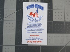 vtg Tattoo business card - Twin Cities Tattoo Sault Ste Marie C