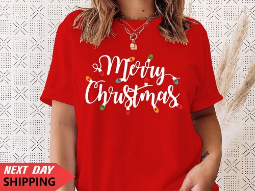 Weihnachtsneuheit lustig Weihnachtsmann Rentier Weihnachtsgeschenk T-Shirt Top, fröhliches Licht - Bild 3 von 6