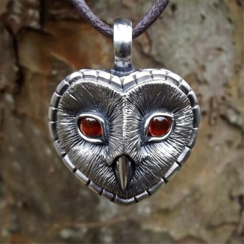 Punk 925 Silver Men's Women Owl Pendant Goth Rock Band Party Jewelry Necklace - Picture 1 of 5