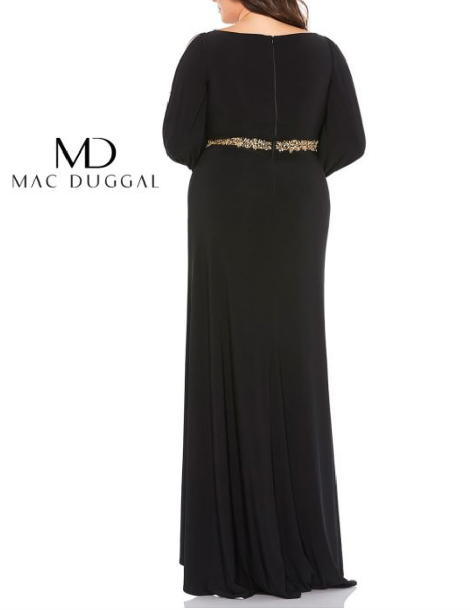 Mac Duggal Size: 16 SPLIT SLEEVE SURPLICE GOWN 67747 Black V